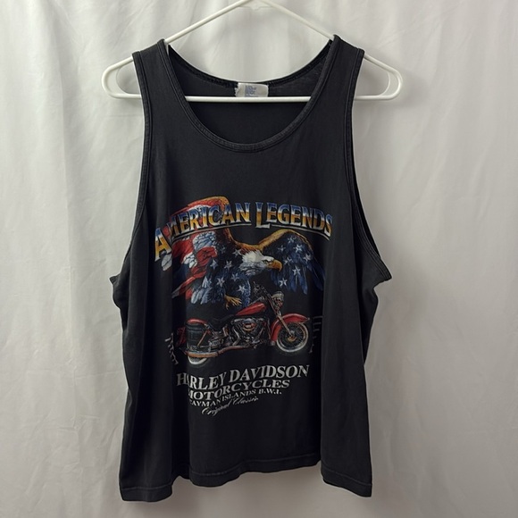 Vintage Harley Davidson Women’s Tank Top Size Large Black Eagle Cayman Islands - Picture 2 of 8